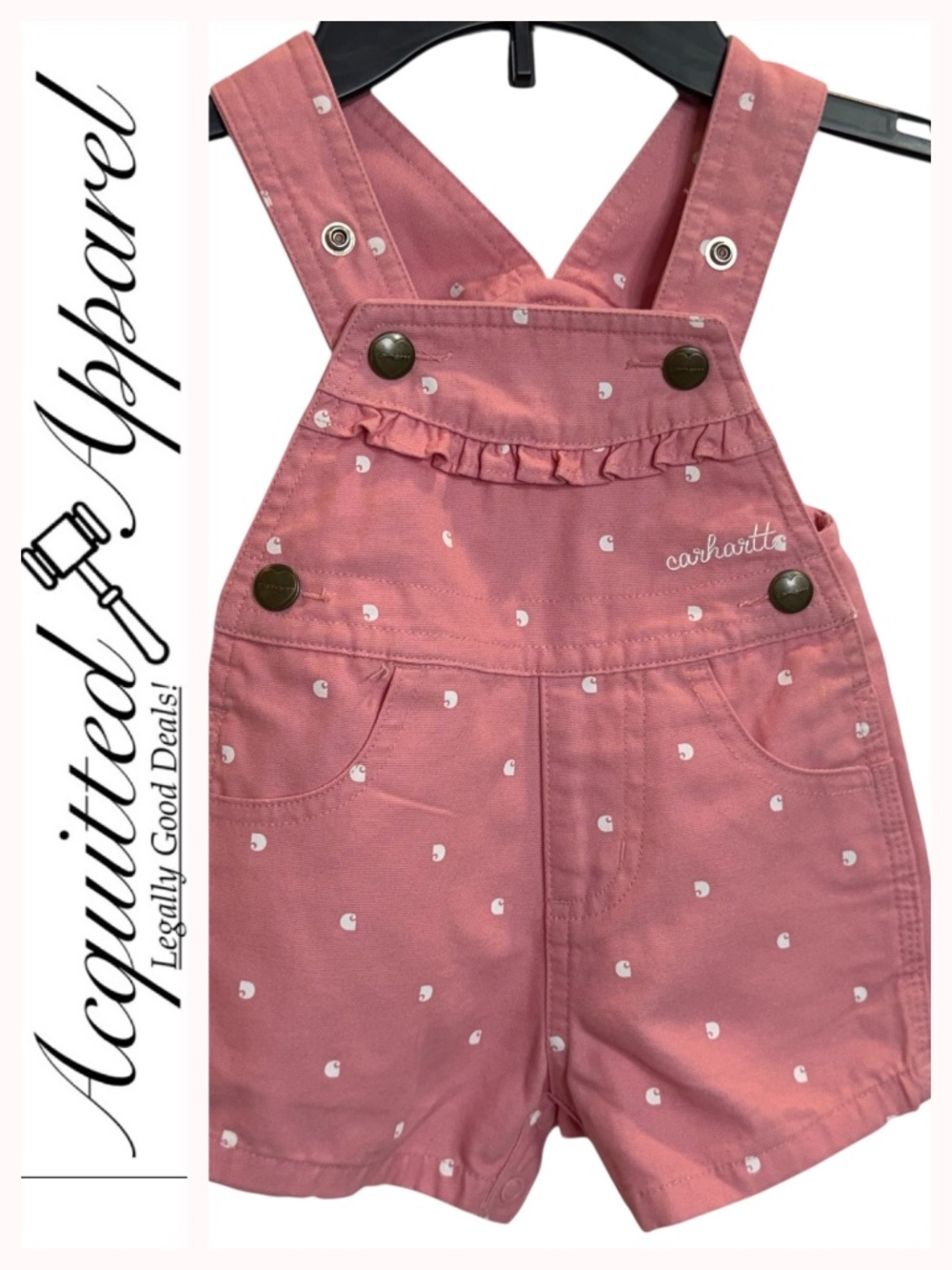 Carhartt Rose Pink White Polka Dots Ruffle Pocket Shortails
